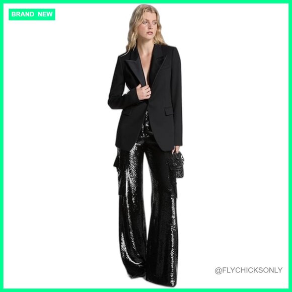 Stretch-Twill Tuxedo Blazer with Welted Pockets and Structured Shoulders
